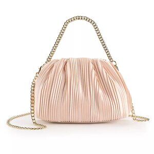 Women's LC Lauren Conrad Molly Ruched Clutch - Blush Pleated - OS - NWT